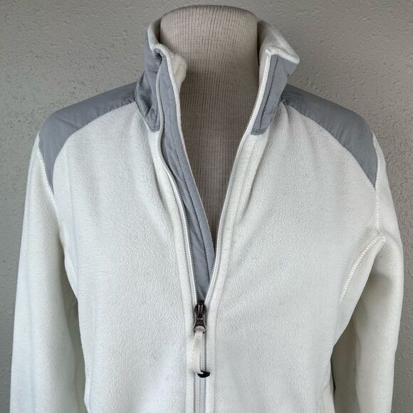 Eddie Bauer White and Gray Full Zip Fleece Size L EUC - Picture 2 of 6